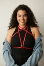 Plus Size Red Women's Leather Belt Harness Style Dress Accessory - SH15 - Image 3