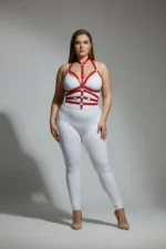 Plus Size Red Women's Harness Set Full Body Adjustable Leather Accessory - SH24