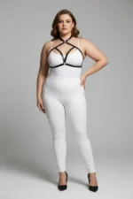 Plus Size Black Women's Elastic Harness Set with Cross Straps Bra Accessory - SH100 - Image 2