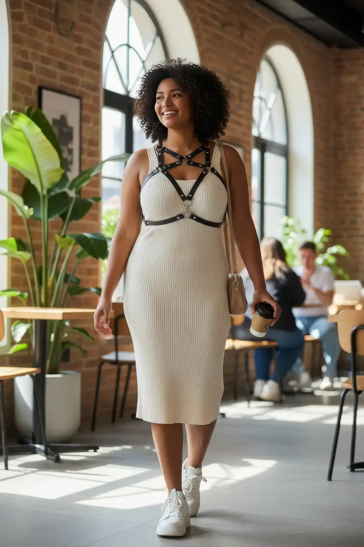 Plus Size Black Women's Belt Harness Style Dress Top Body Accessory - SH108