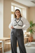 Plus Size Black Women's Belt Harness Style Dress Top Body Accessory - SH108 - Image 2