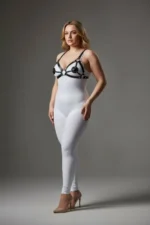 Plus Size Black Women's Leather Bra Harness Set with Ring Detail Fantasy Accessory - SH112