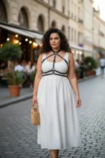 Plus Size Black Women's Leather Belt Bodysuit Corset Style Outfit Complementary - SH119