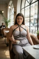 Plus Size Black Women's Leather Belt Bodysuit Corset Style Outfit Complementary - SH119 - Image 3