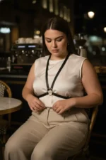 Plus Size Black Women's Leather Belt Harness with Minimal Ring Detail Outfit Accessory - SH131 - Image 5