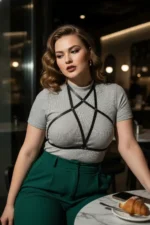 Plus Size Black Women's Belt with Star Detail Leather Harness Body Accessory - SH180 - Image 3