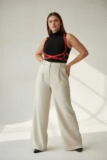 Plus Size Red Women's Belt, Body-Hugging Leather Accessory with O-Ring Detail. - SH204 - Image 2