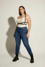 Plus Size Black Women's Leather Belt Harness Body Accessory with Cross Detail - SH204 - Image 4