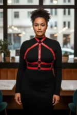 Plus Size Red Women's Adjustable Leather Harness Body Accessory - SH218