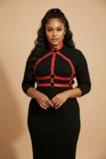 Plus Size Red Women's Adjustable Leather Harness Body Accessory - SH218 - Image 3