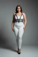 Plus Size Black Women's Leather Harness Set, Adjustable, Aesthetic Design - SH237