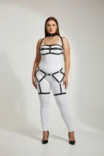 Plus Size Black Women's Garter Harness Set with Leather Body Accessory - SH242