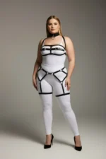 Plus Size Black Women's Garter Harness Set with Leather Body Accessory - SH242 - Image 2