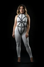 Plus Size Black Women's Harness Set Body-Hugging Leather with Ring Detail - SH243 - Image 3