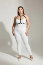 Plus Size Black Women's Leather Harness Set with Ring Detail and Combination Accessory - SH245 - Image 2