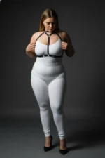 Plus Size Black Women's Leather Harness Set with Ring Detail and Combination Accessory - SH245 - Image 4