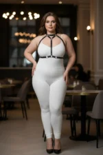 Plus Size Black Women's Leather Harness Set with Ring Detail and Combination Accessory - SH245 - Image 5