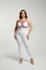 Plus Size Red Women's Leather Harness Set Crossbody Strap Aesthetic Body Accessory - SH247 - Image 2