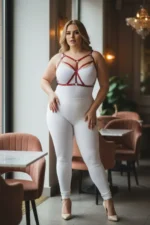 Plus Size Red Women's Leather Harness Set Crossbody Strap Aesthetic Body Accessory - SH247 - Image 5