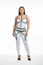 Plus Size Black Women's Leather Garter Harness Bustier Style Fantasy Accessory - SH262 - Image 2