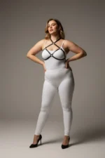 Plus Size Black Women's Harness with Ring Detail Leather Chest Accessory - SH263