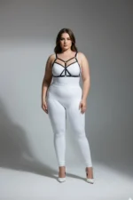 Plus Size Black Women's Leather Harness Set Fantasy Lingerie with Ring Detail - SH265