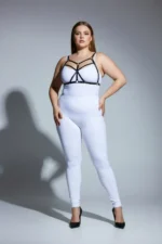 Plus Size Black Women's Leather Harness Set Fantasy Lingerie with Ring Detail - SH265 - Image 3