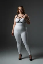 Plus Size Black Women's Leather Harness Set Fantasy Lingerie with Ring Detail - SH265 - Image 4