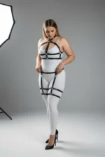 Plus Size Black Women's Garter Harness Set Adjustable Fantasy Accessory - SH272