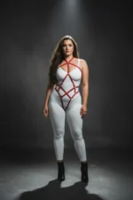 Büyük Beden Kırmızı Deri Body Harness SH295 - Image 3