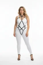 Siyah Deri Kuşgözü Detaylı Büyük Beden Body Harness Vücut Aksesuarı SH295 - Image 2