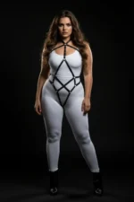 Siyah Deri Kuşgözü Detaylı Büyük Beden Body Harness Vücut Aksesuarı SH295 - Image 3