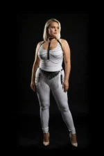 Plus Size Black Women's Harness Set with Chain and Tassel Details, Leather Fancy Accessory - SH328 - Image 3