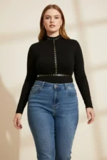 Plus Size Black Women's Belt Studded Leather Harness Body Accessory - SH343