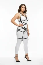 Siyah Büyük Beden Halka Detaylı Elastik Vücut ve Bacak Harness SH348 - Image 3