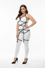 Siyah Büyük Beden Halka Detaylı Elastik Vücut ve Bacak Harness SH348 - Image 2