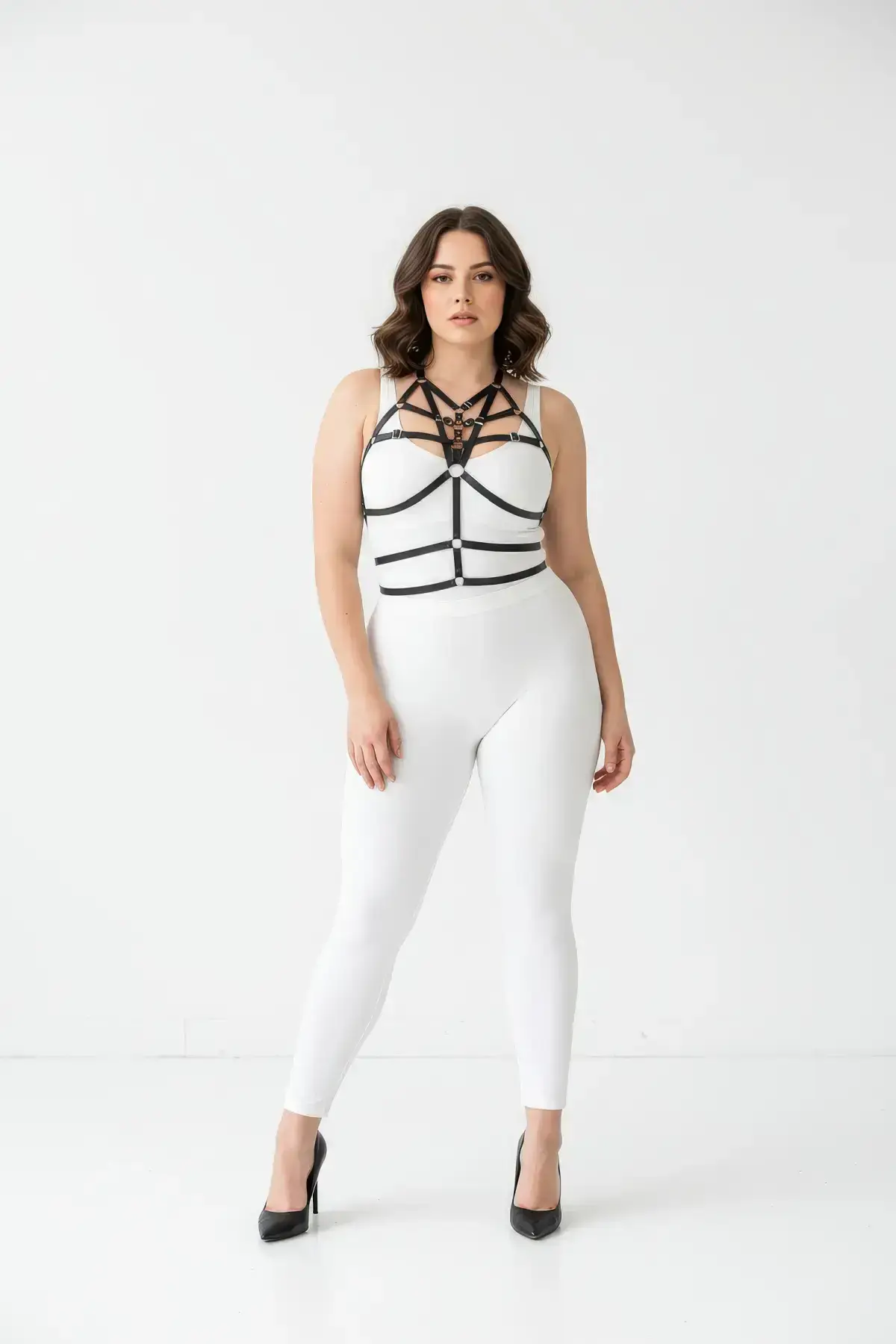 Plus Size Black Women's Harness Elastic Body Accessory - SH349