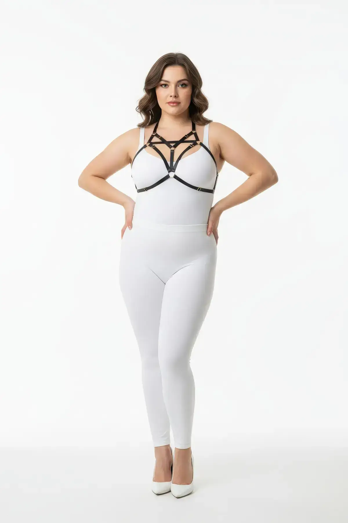 Plus Size Black Women's Harness Custom Designed Elastic Accessory - SH352