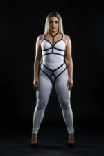 Plus Size Black Women's Elastic Harness Set with Ring Detail - SH362 - Image 3