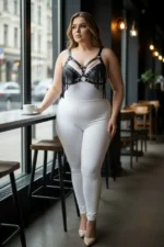 Plus Size Black Women's Harness Set with Tassel Detail Leather Bra Accessory - SH418 - Image 5