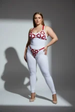 Plus Size Red Women's Leather Harness Set with Sexy Ring Detail - SH422 - Image 3