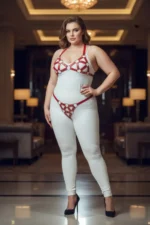 Plus Size Red Women's Leather Harness Set with Sexy Ring Detail - SH422 - Image 5