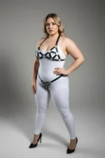 Plus Size Black Women's Harness Set with Ring Detail, Sexy Leather Fantasy Accessory - SH422 - Image 4