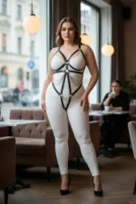 Büyük Beden Zincir Detaylı Siyah Deri Body Harness SH441 - Image 3