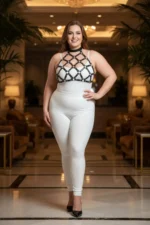 Plus Size Black Women's Harness Set with Ring Detail Fantasy Leather Chest Accessory - SH443 - Image 4