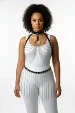 Plus Size Black Women's Harness Set with Chain Detail, Sexy Leather - SH462 - Image 2