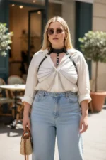 Plus Size Black Women's Leather Body Accessory with Belt and Chain Detail - SH463 - Image 3