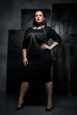 Plus Size Black Women's Leather Body Accessory with Belt and Chain Detail - SH463 - Image 4