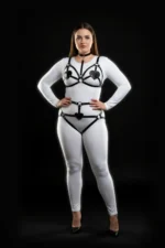 Plus Size Black Women's Leather Harness Set with Heart Detail Fantasy Accessory - SH467 - Image 3
