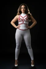 Zincir Detaylı Beyaz Deri Büyük Beden Etek SH496 - Image 3